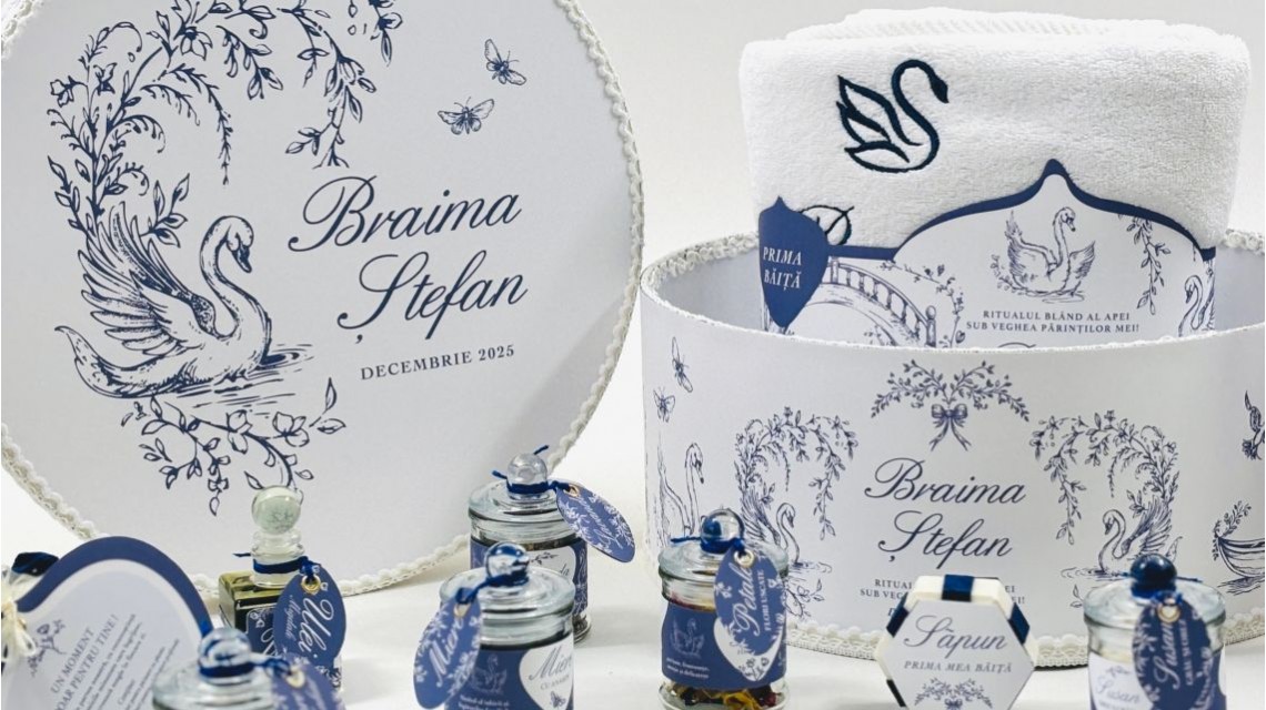 Set Prima Băiță cu nasii dupa botez Swan Lake Ritual Blând al apei pentru Băieți 35